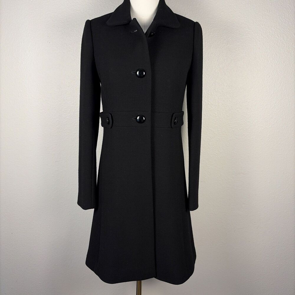J. Crew Lady Day Coat Wool Blend Women’s Size 0 Black Classic City Chic